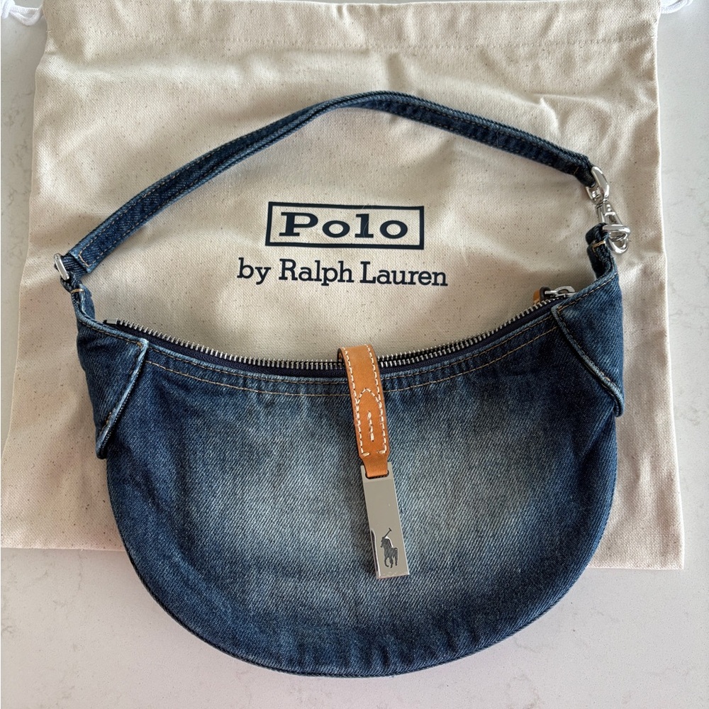 Ralph Lauren Polo ID Denim and Tan Mini Bag